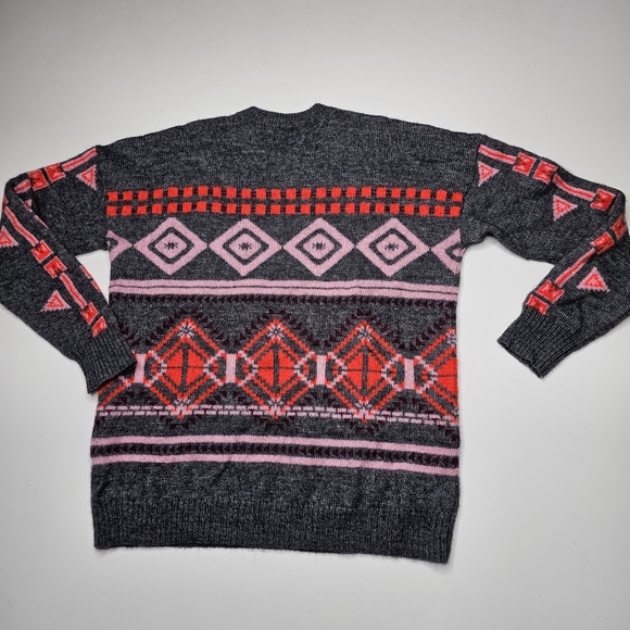 J. Crew Knit Pullover Sweater Crew Neck Geometric Print Gray Size M - Picture 11 of 16